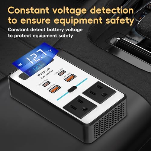 PiSFAU 200W Car Power Inverter - DC 12V to 110V AC Car Plug Adapter Outlet