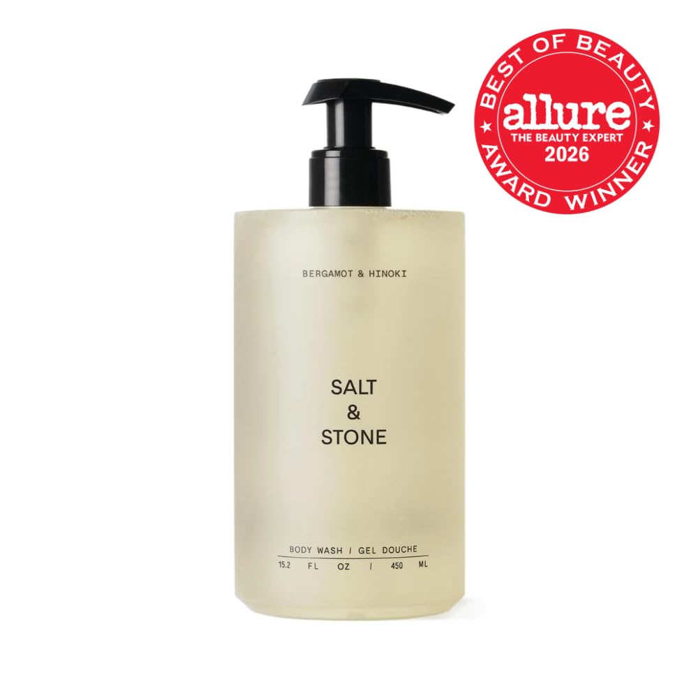 Salt & Stone Body Wash for Women & Men, Bergamot & Hinoki 15.2 fl oz
