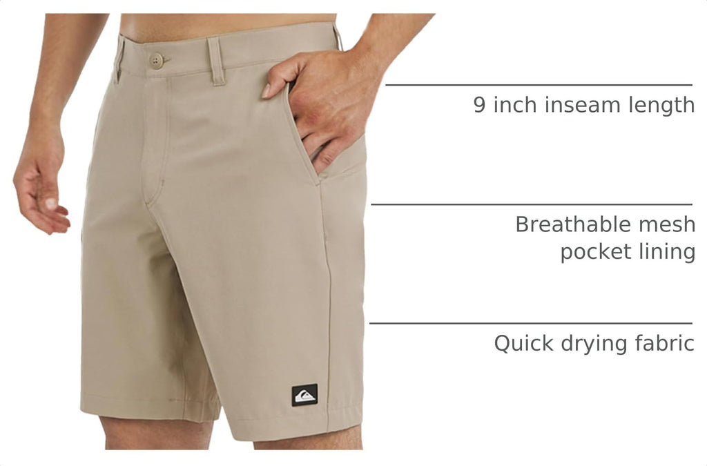 Quiksilver Men's Regular Fit Fixed Waist Water Friendly Active Hybrid Shorts