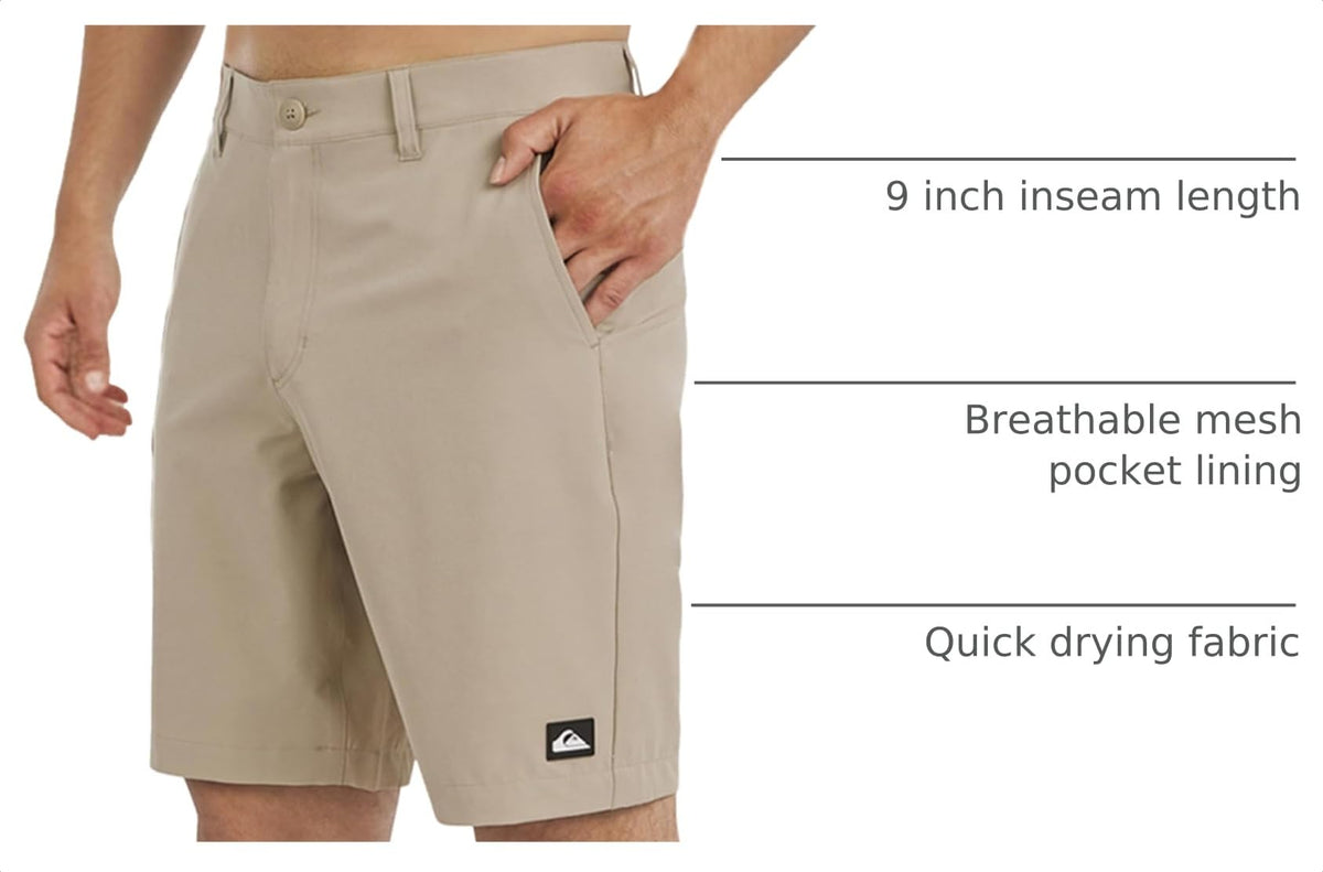 Quiksilver Men's Regular Fit Fixed Waist Water Friendly Active Hybrid Shorts
