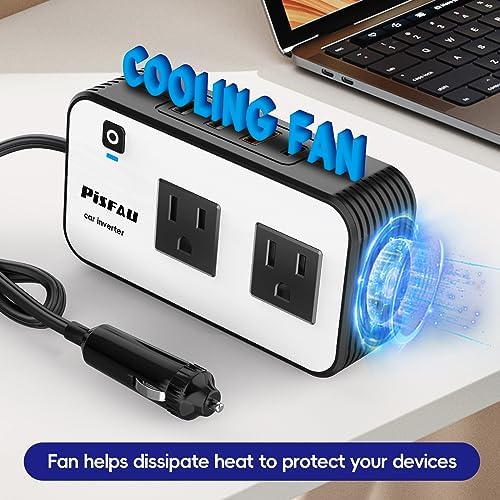 PiSFAU 200W Car Power Inverter - DC 12V to 110V AC Car Plug Adapter Outlet