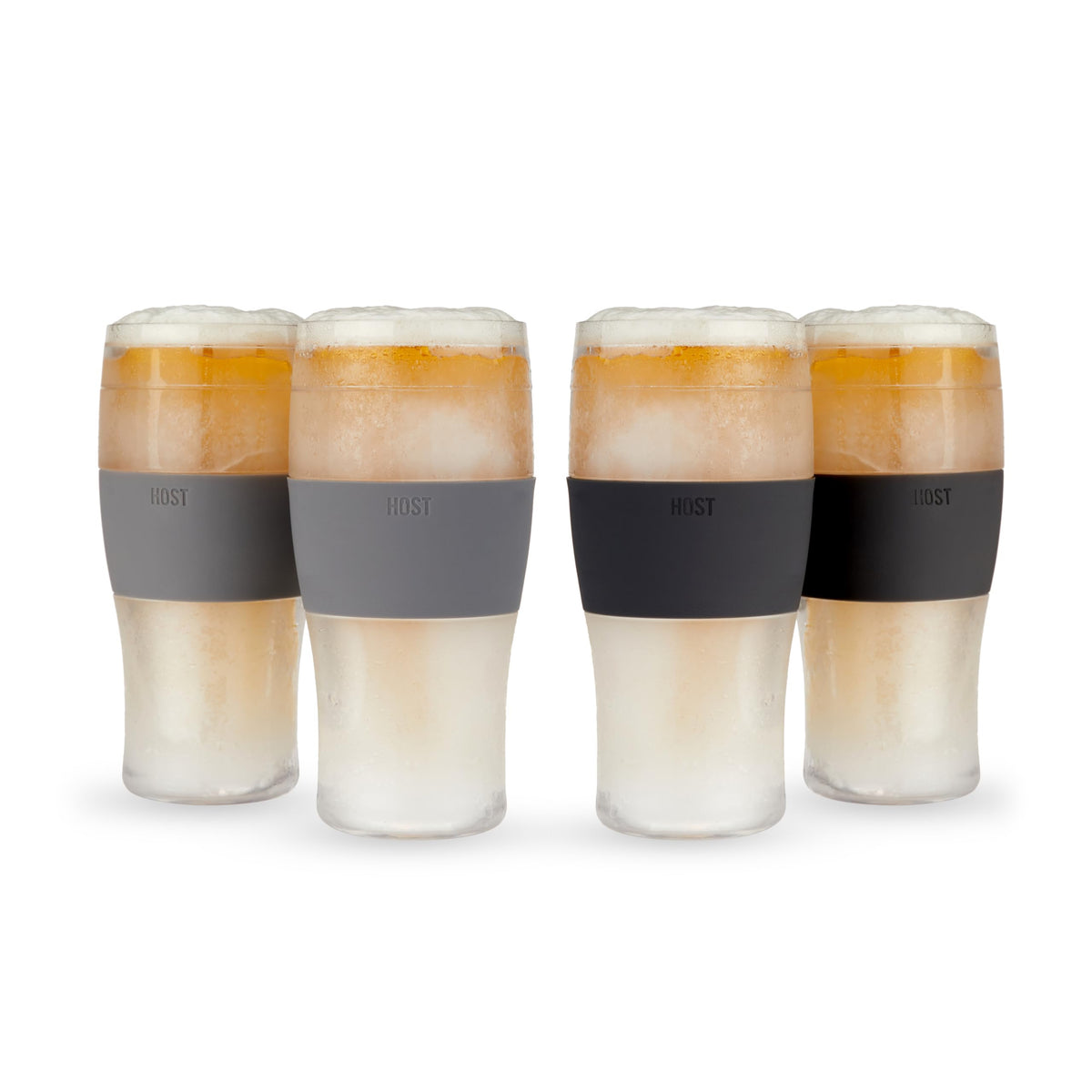 Host Freeze Beer Glasses, Freezable Beer Gifts for Men, Double Wall Insulated Pint Set, Tumbler for Cold Drinks, 16, Set of 2, Gray
