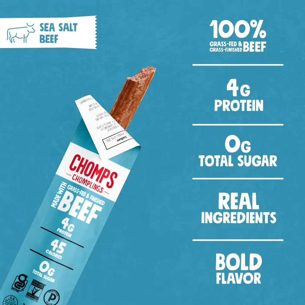 Chomps Original Beef Chomplings, Grass-Fed & Finished, 24ct, Protein Snack