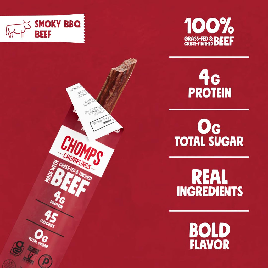 Chomps Original Beef Chomplings, Grass-Fed & Finished, 24ct, Protein Snack