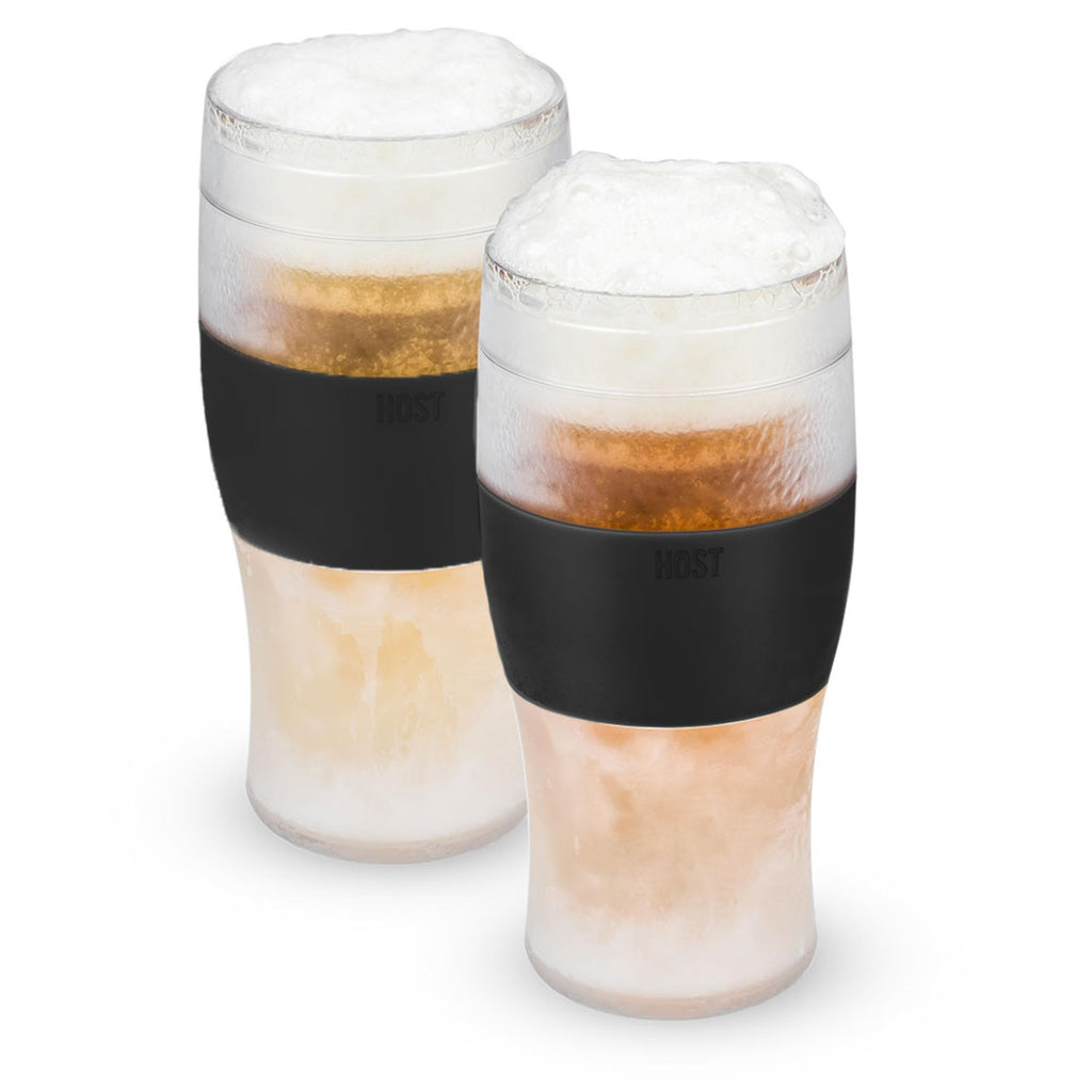 Host Freeze Beer Glasses, Freezable Beer Gifts for Men, Double Wall Insulated Pint Set, Tumbler for Cold Drinks, 16, Set of 2, Gray