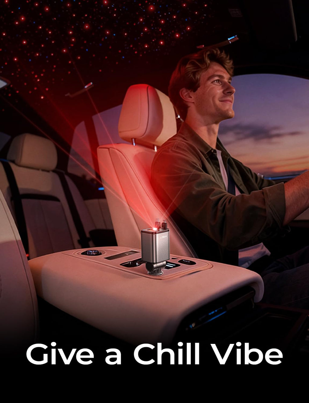 LISEN Retractable Car Charger, 84W Car Charger USB C Fast Charge, 4 in 1