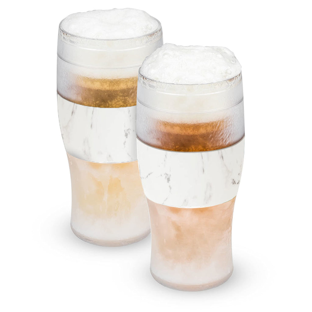 Host Freeze Beer Glasses, Freezable Beer Gifts for Men, Double Wall Insulated Pint Set, Tumbler for Cold Drinks, 16, Set of 2, Gray