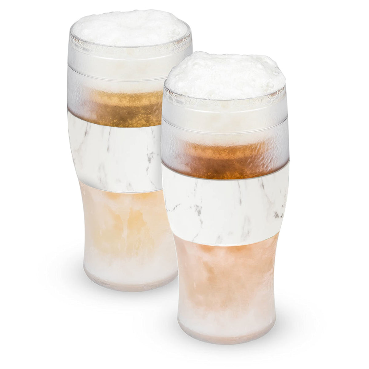 Host Freeze Beer Glasses, Freezable Beer Gifts for Men, Double Wall Insulated Pint Set, Tumbler for Cold Drinks, 16, Set of 2, Gray