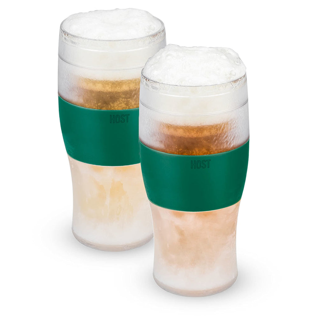 Host Freeze Beer Glasses, Freezable Beer Gifts for Men, Double Wall Insulated Pint Set, Tumbler for Cold Drinks, 16, Set of 2, Gray
