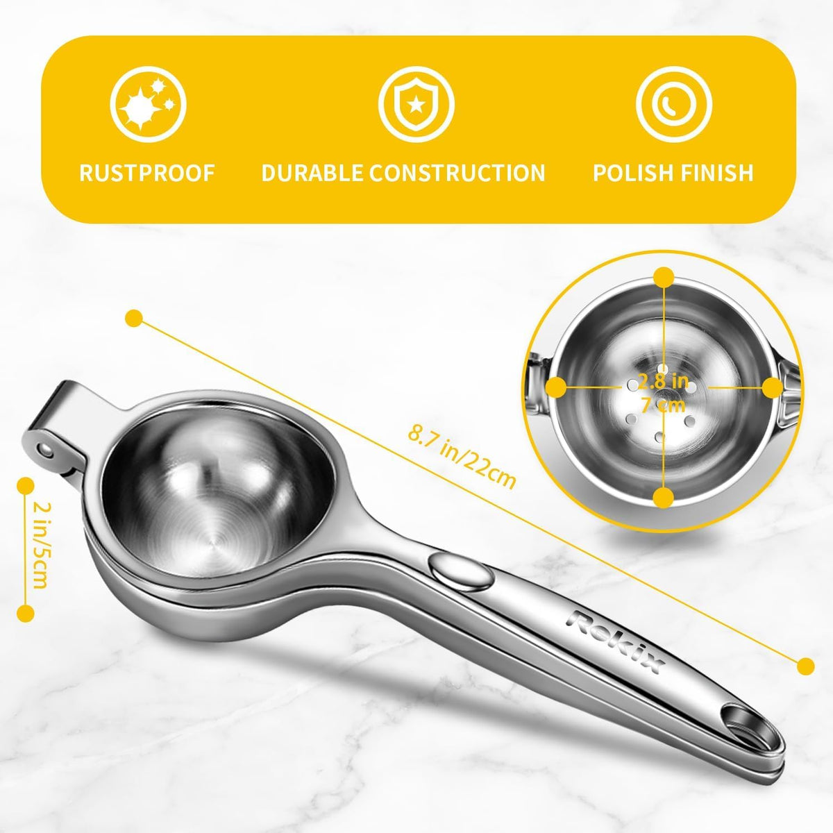 Rekix Lemon Squeezer, 8.7" Heavy Duty Manual Citrus Juicer for Limes