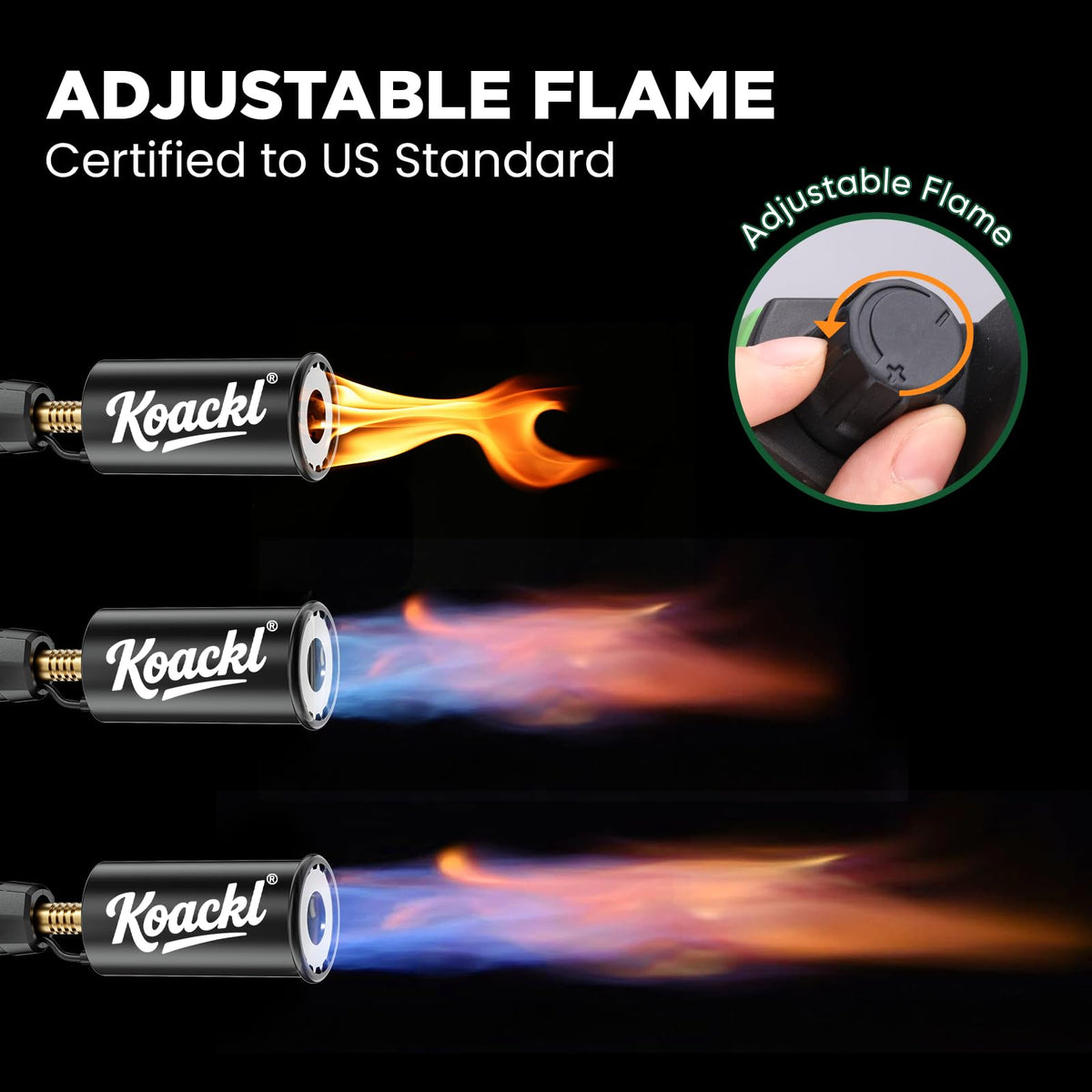 KOACKL 24" CSA Certified Propane Torch Gun 2372°F Adjustable Flame for BBQ