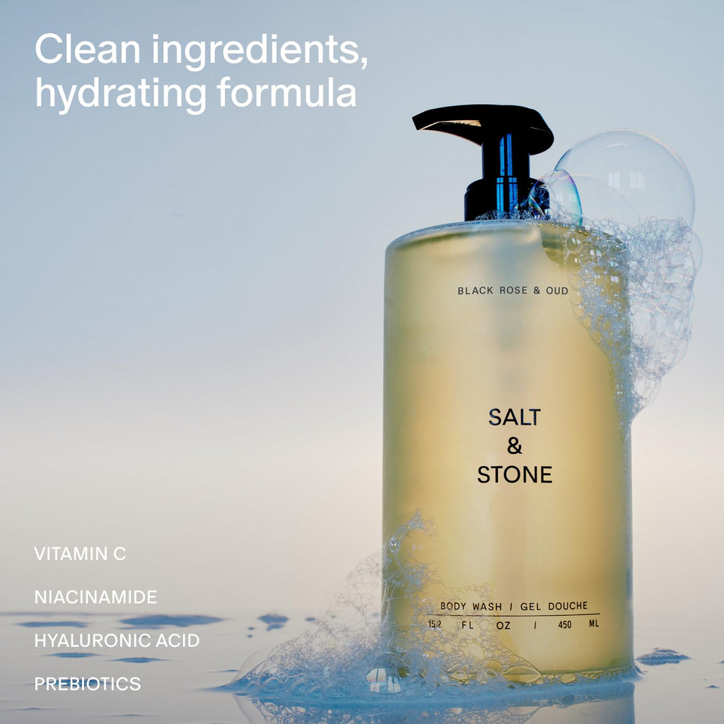 Salt & Stone Body Wash for Women & Men, Bergamot & Hinoki 15.2 fl oz