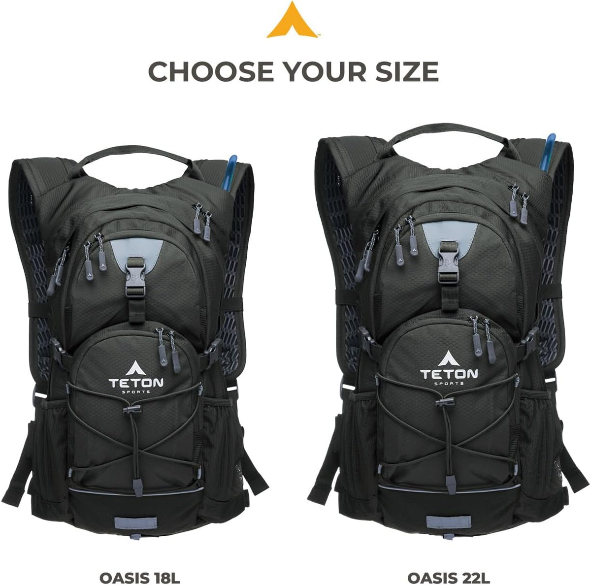 Teton Oasis/Trailrunner Hydration Backpack – Lightweight Water Pack with 2L/3L Bladder for Hiking, Running, Cycling, Biking 18L/22L Sizes – Sewn-in Rain Cover – Fits Men and Women