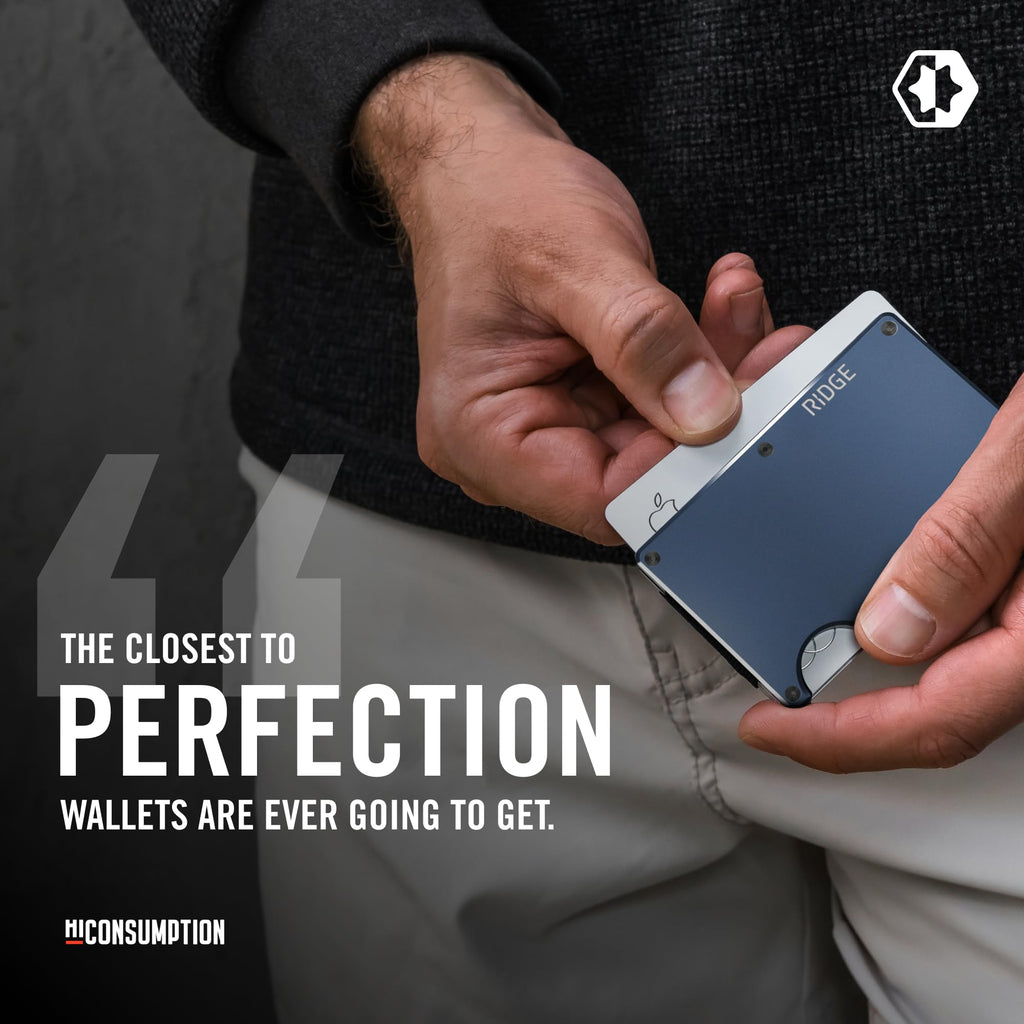 The Ridge Wallet for Men - Slim Minimalist Compact Wallet and Card Holder, RFID Protected Front Pocket Wallets for Men with Integrated Money Clip (Matte Olive Titanium)