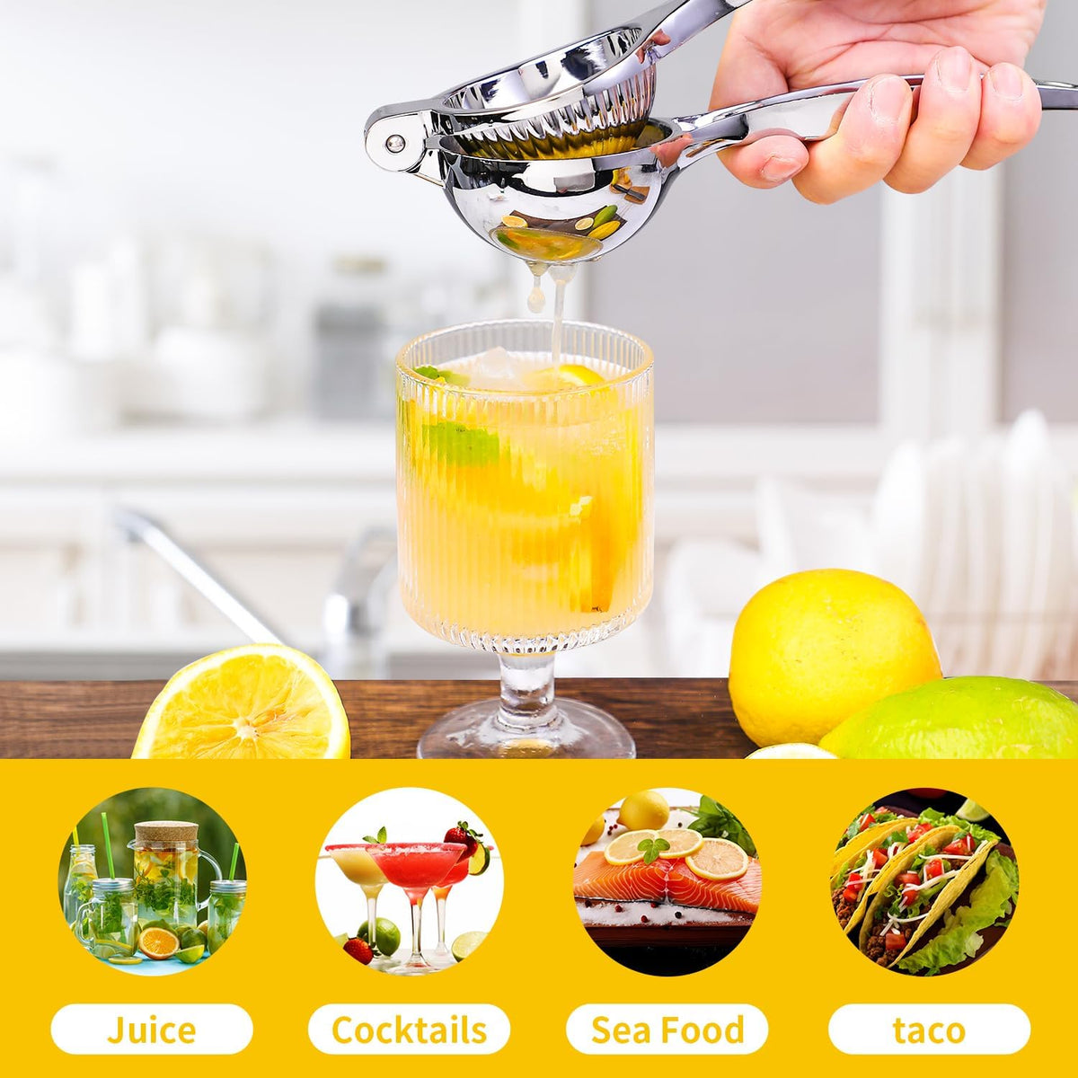 Rekix Lemon Squeezer, 8.7" Heavy Duty Manual Citrus Juicer for Limes