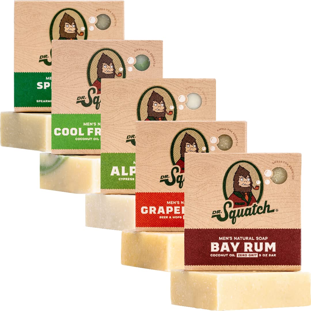 Dr. Squatch Natural Men’s Bar Soap, Body Soap Bar (5oz, 5-Pack)