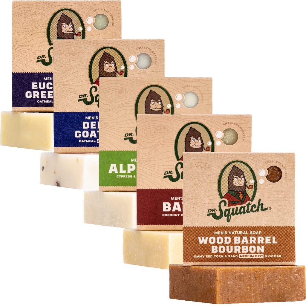 Dr. Squatch Natural Men’s Bar Soap, Body Soap Bar (5oz, 5-Pack)