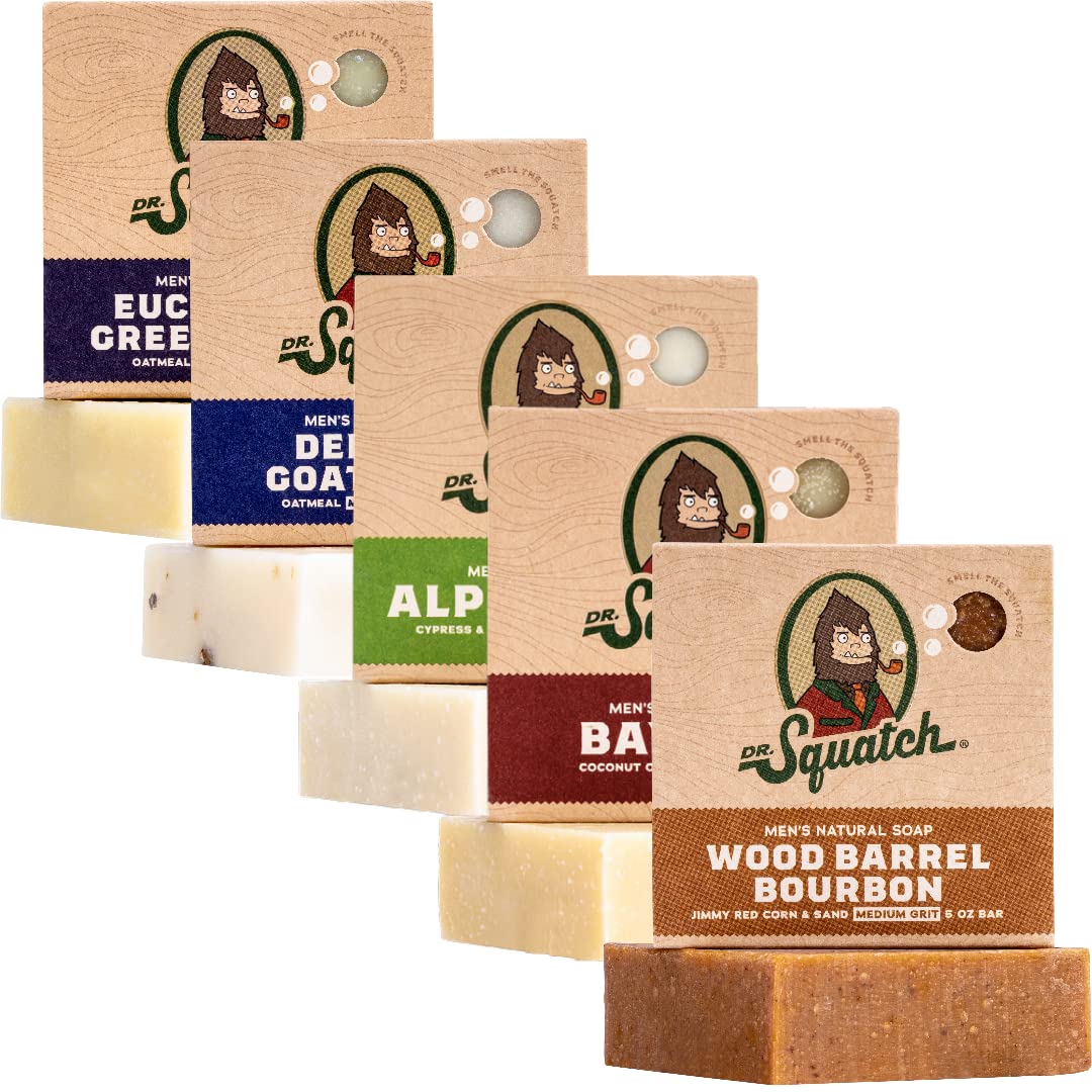Dr. Squatch Natural Men’s Bar Soap, Body Soap Bar (5oz, 5-Pack)