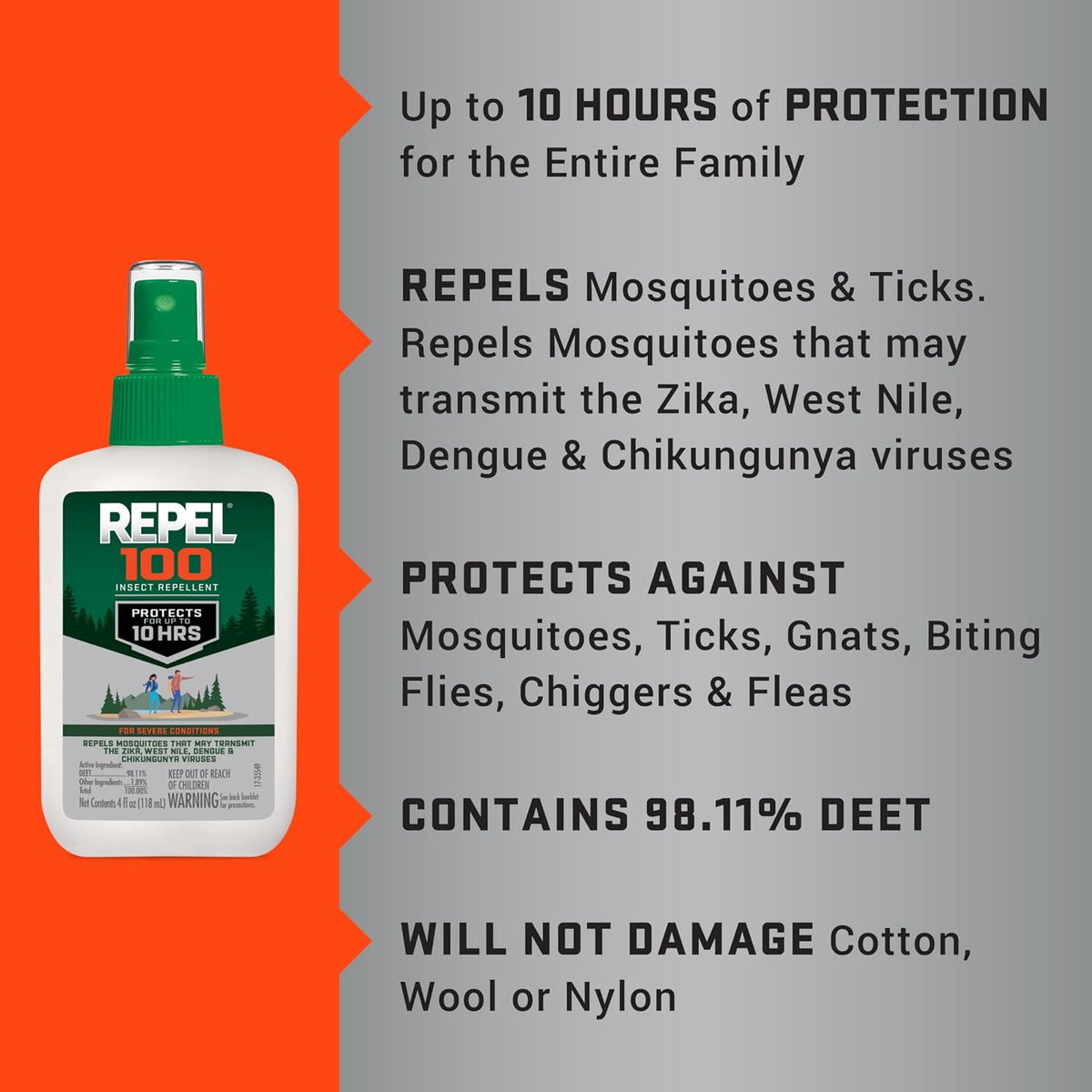Repel 100 Mosquito & Insect Repellent 4 Oz, 98% DEET