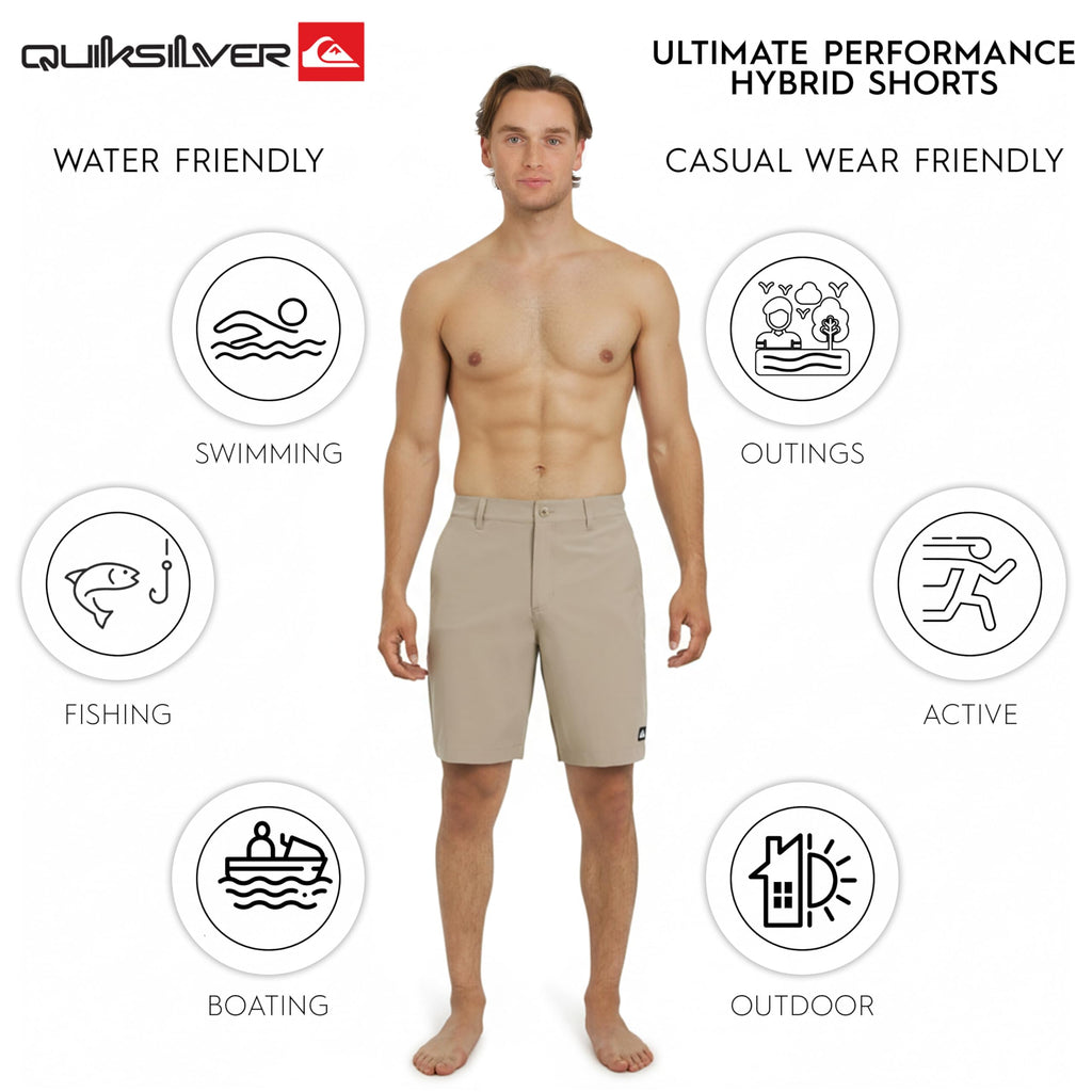 Quiksilver Men's Regular Fit Fixed Waist Water Friendly Active Hybrid Shorts