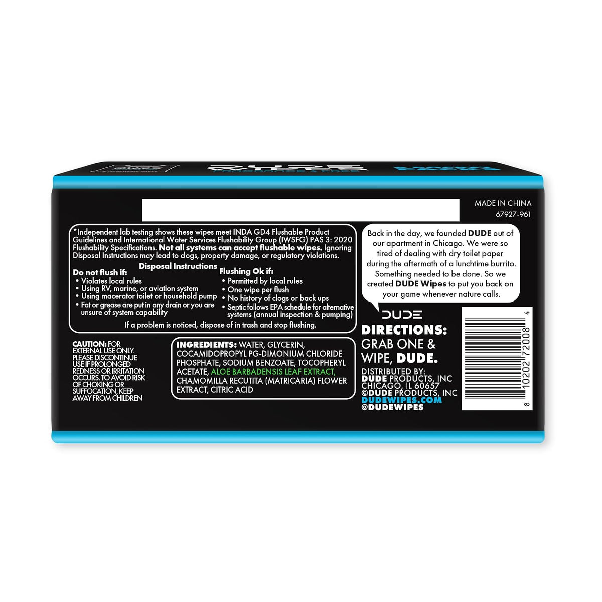 DUDE Wipes Unscented Pocket Packs, Adult Flushable Travel Wipes, 48 Count
