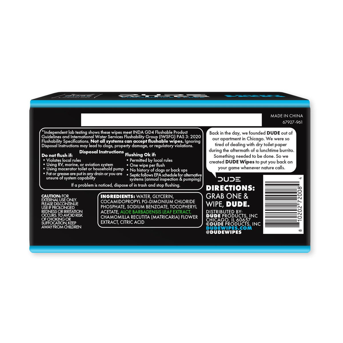 DUDE Wipes Unscented Pocket Packs, Adult Flushable Travel Wipes, 48 Count
