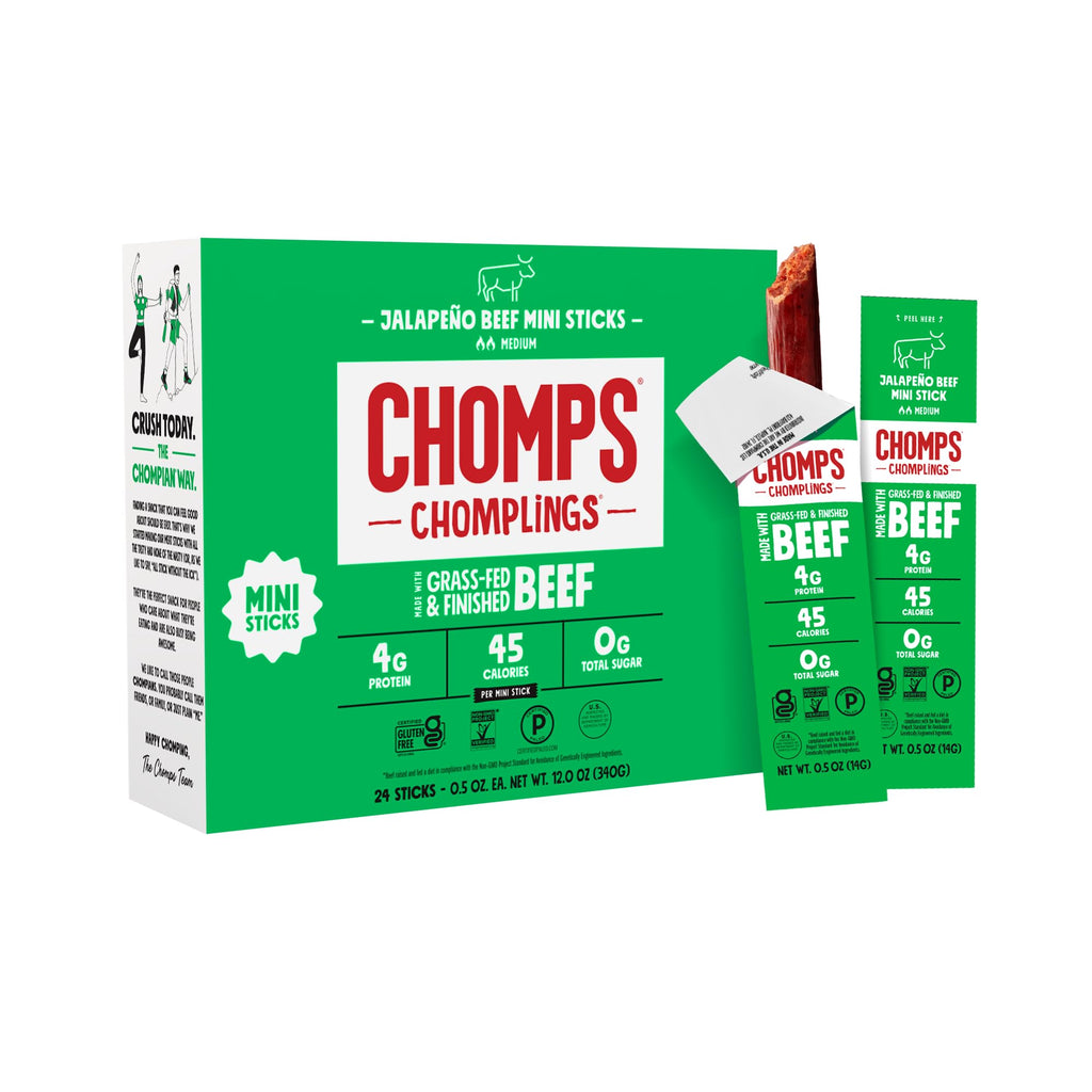 Chomps Original Beef Chomplings, Grass-Fed & Finished, 24ct, Protein Snack