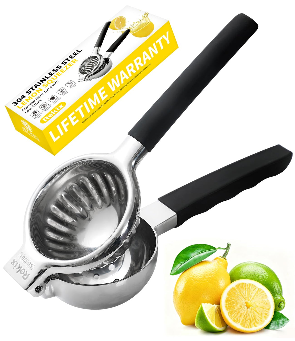 Rekix Lemon Squeezer, 8.7" Heavy Duty Manual Citrus Juicer for Limes