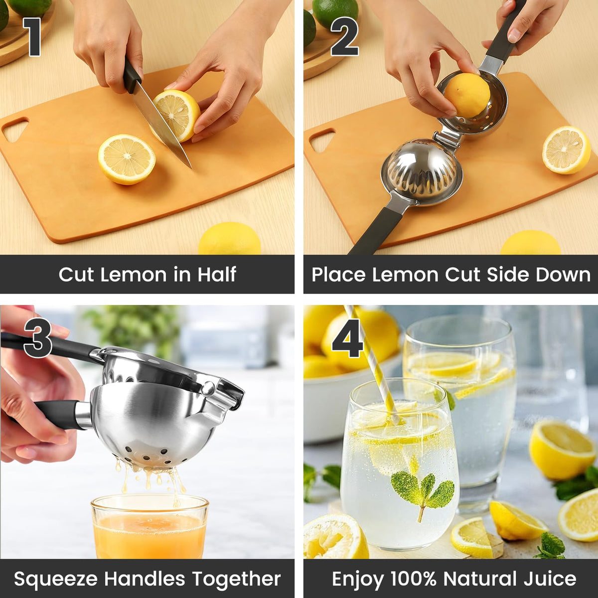 Rekix Lemon Squeezer, 8.7" Heavy Duty Manual Citrus Juicer for Limes