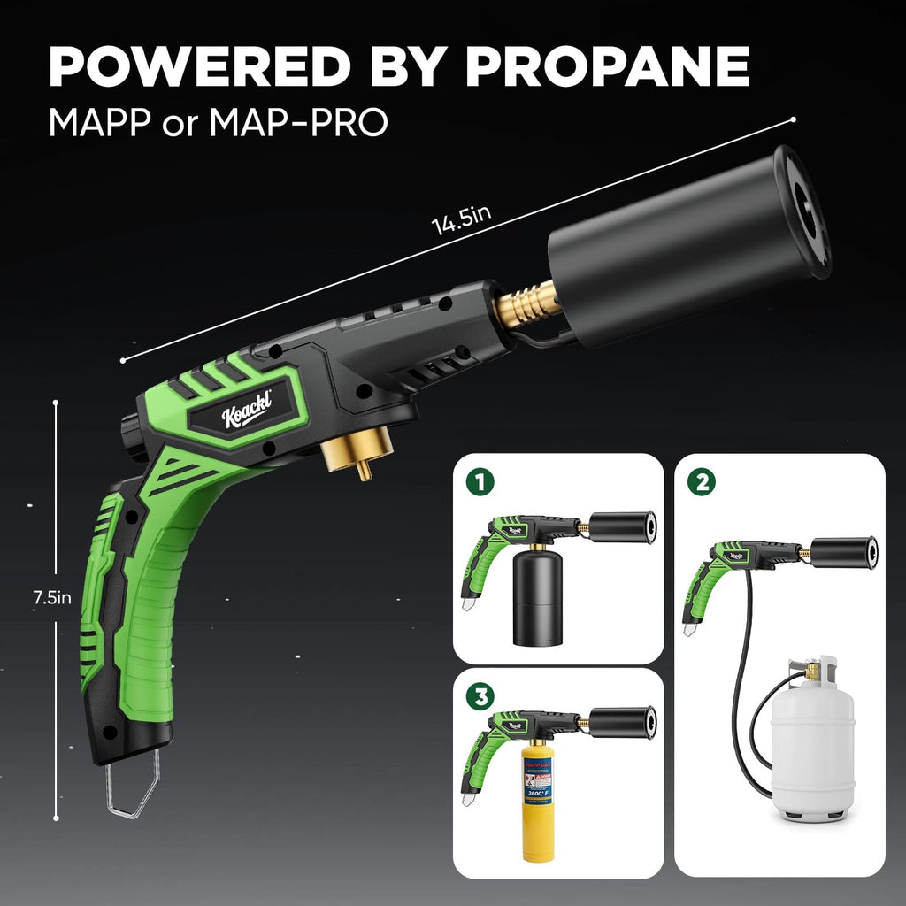 KOACKL 24" CSA Certified Propane Torch Gun 2372°F Adjustable Flame for BBQ