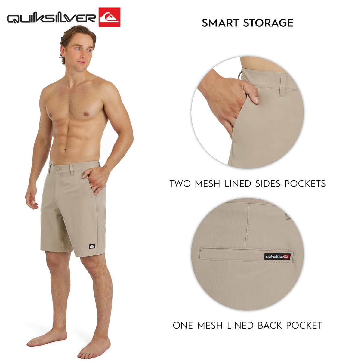 Quiksilver Men's Regular Fit Fixed Waist Water Friendly Active Hybrid Shorts