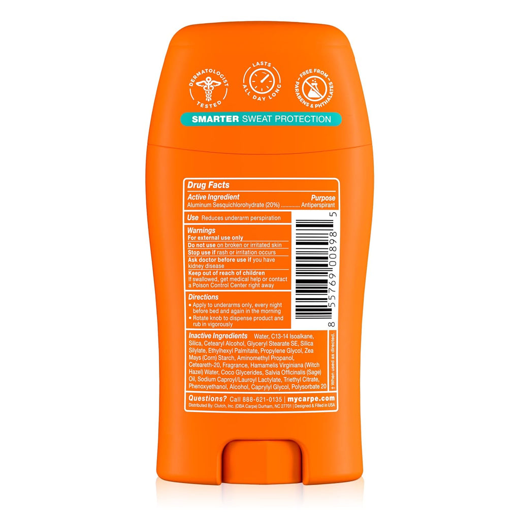 Carpe 100-Hour Deodorant Antiperspirant for Men, Clean Sport - 2 Pack
