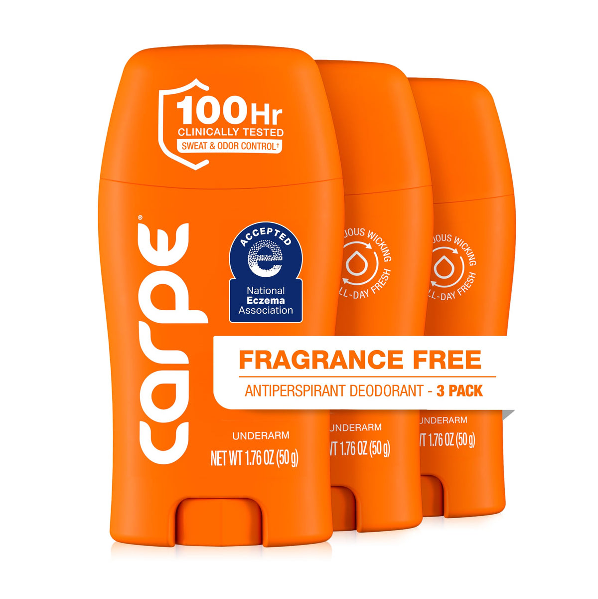 Carpe 100-Hour Deodorant Antiperspirant for Men, Clean Sport - 2 Pack