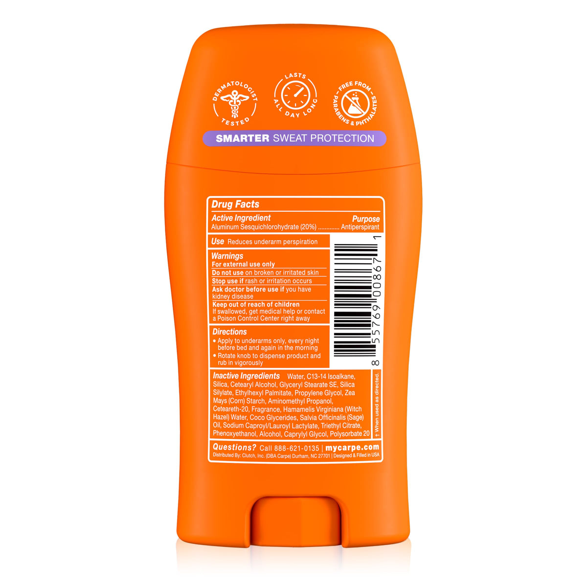 Carpe 100-Hour Deodorant Antiperspirant for Men, Clean Sport - 2 Pack