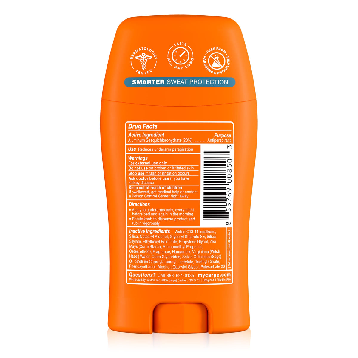 Carpe 100-Hour Deodorant Antiperspirant for Men, Clean Sport - 2 Pack