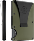 The Ridge Wallet for Men - Slim Minimalist Compact Wallet and Card Holder, RFID Protected Front Pocket Wallets for Men with Integrated Money Clip (Matte Olive Titanium)