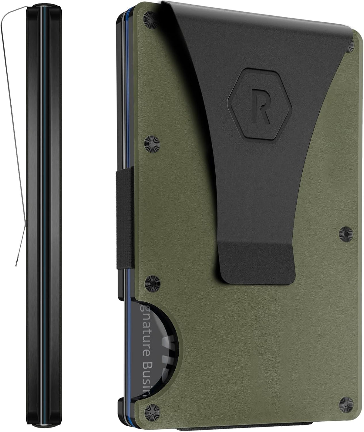 The Ridge Wallet for Men - Slim Minimalist Compact Wallet and Card Holder, RFID Protected Front Pocket Wallets for Men with Integrated Money Clip (Matte Olive Titanium)