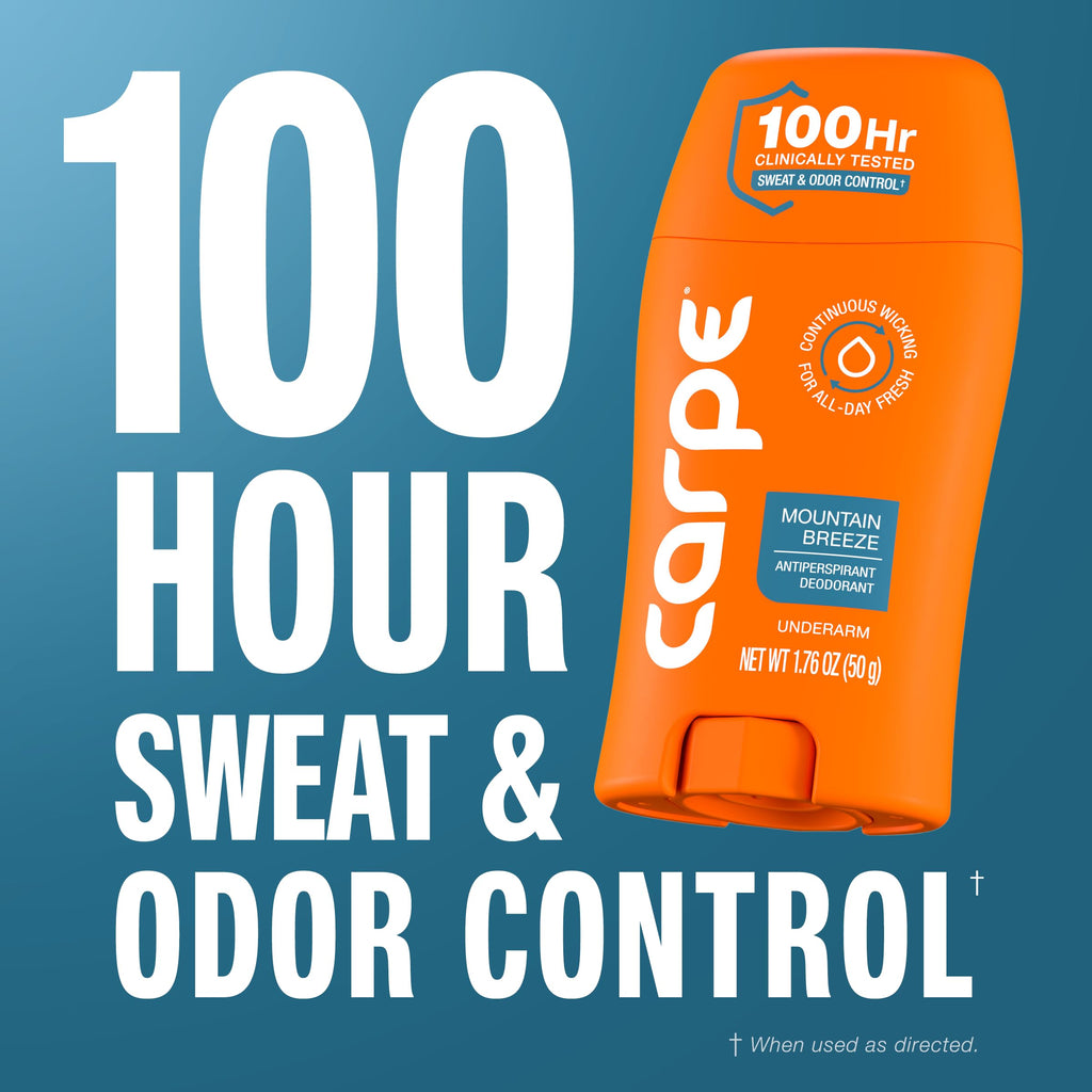Carpe 100-Hour Deodorant Antiperspirant for Men, Clean Sport - 2 Pack