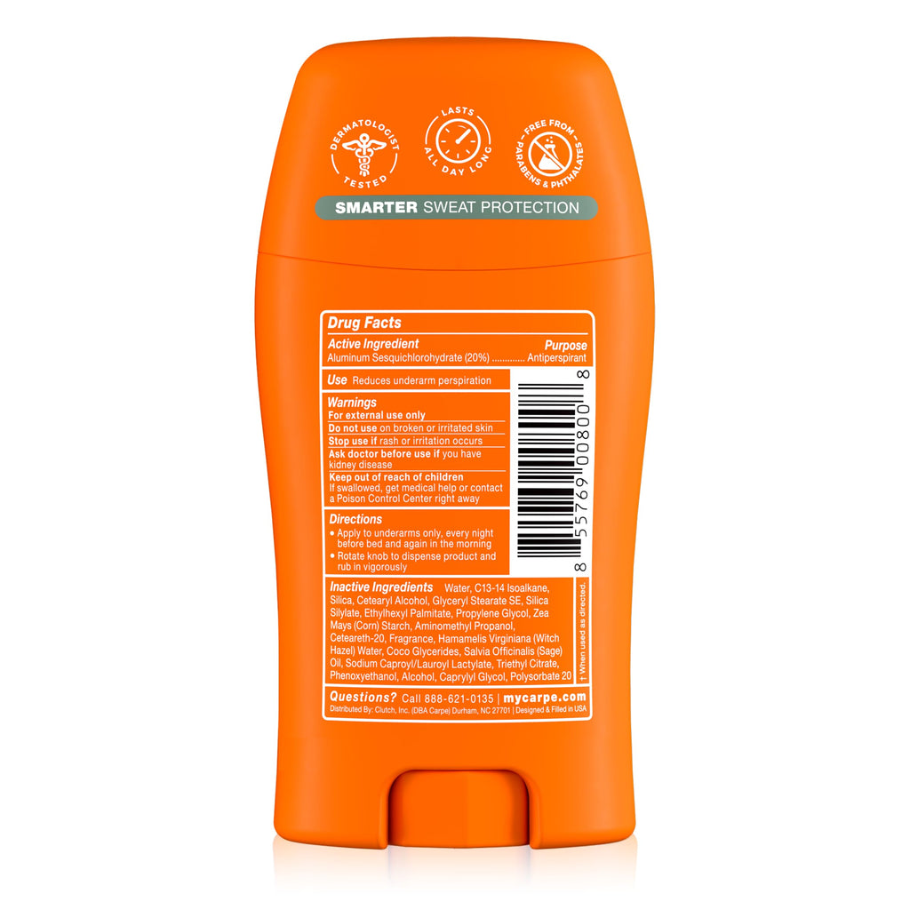 Carpe 100-Hour Deodorant Antiperspirant for Men, Clean Sport - 2 Pack