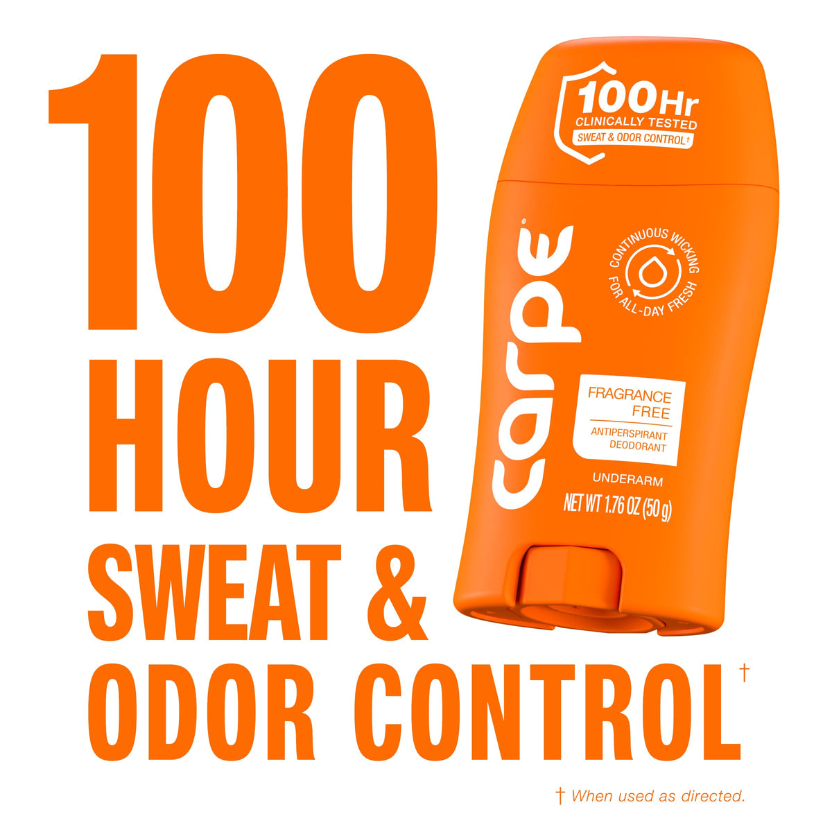Carpe 100-Hour Deodorant Antiperspirant for Men, Clean Sport - 2 Pack