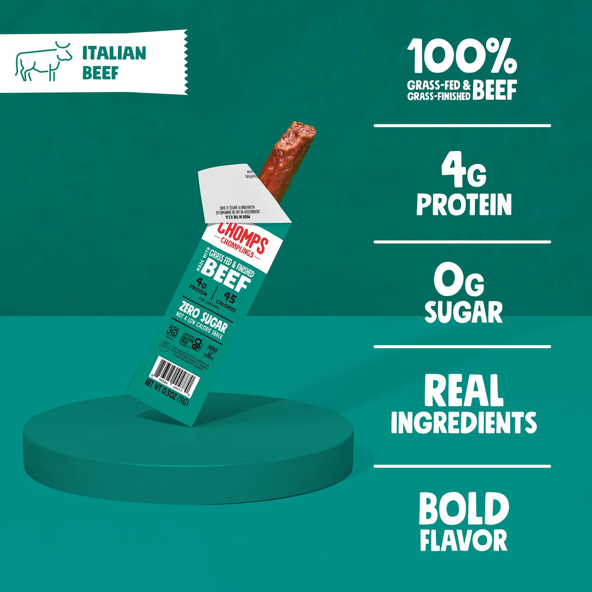 Chomps Original Beef Chomplings, Grass-Fed & Finished, 24ct, Protein Snack