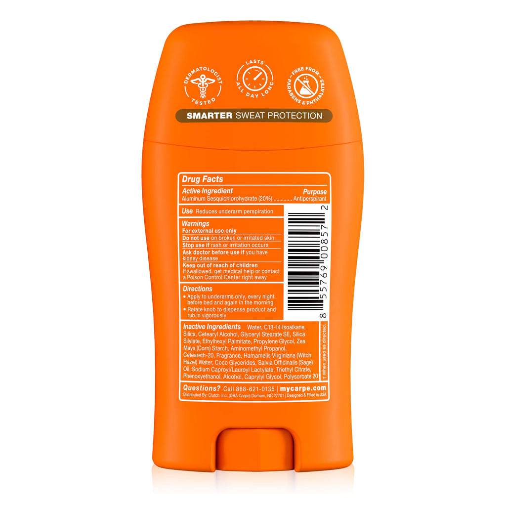 Carpe 100-Hour Deodorant Antiperspirant for Men, Clean Sport - 2 Pack