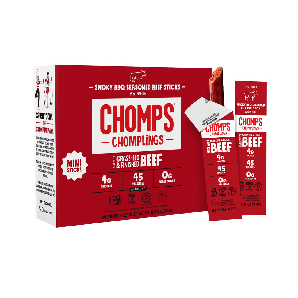 Chomps Original Beef Chomplings, Grass-Fed & Finished, 24ct, Protein Snack