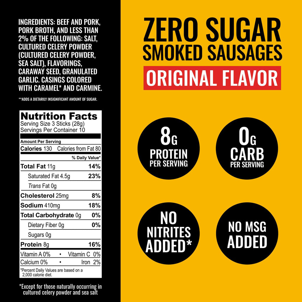 Tillamook Country Smoker Keto Friendly Zero Sugar Smoked Sausages, Original, 10 Ounce