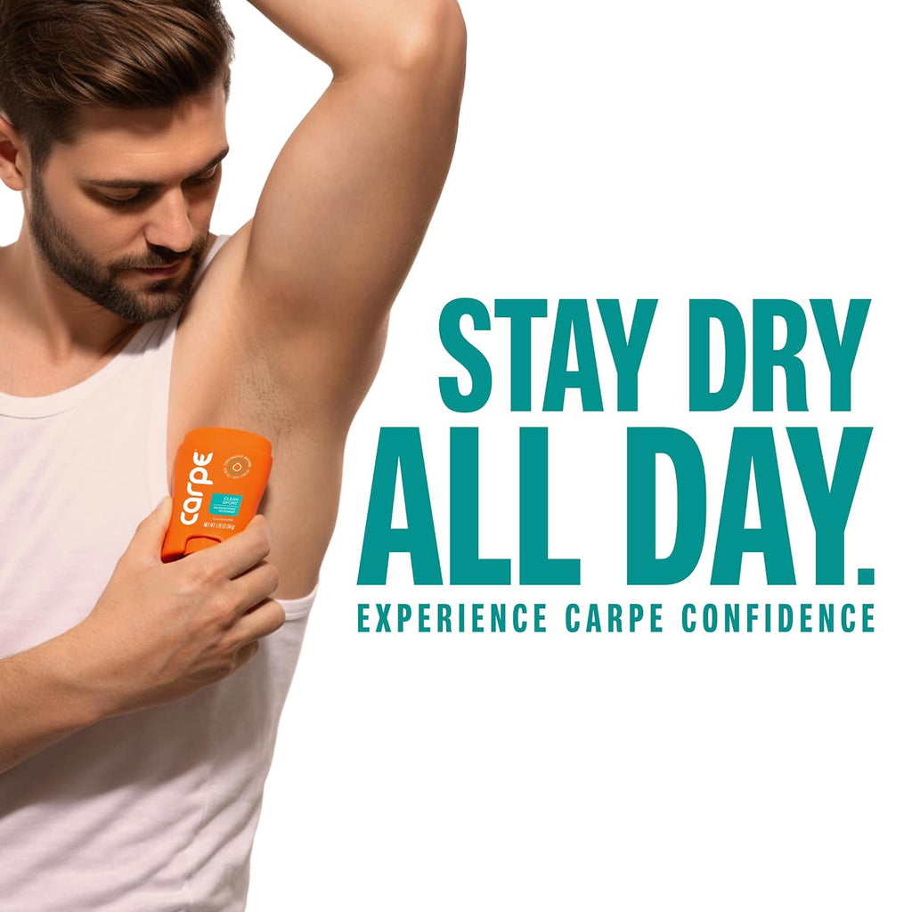 Carpe 100-Hour Deodorant Antiperspirant for Men, Clean Sport - 2 Pack
