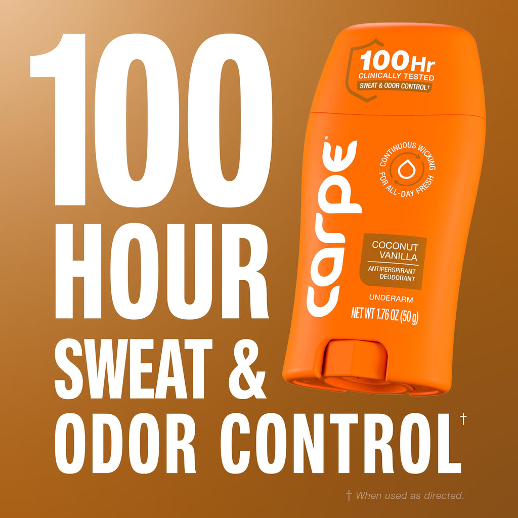 Carpe 100-Hour Deodorant Antiperspirant for Men, Clean Sport - 2 Pack