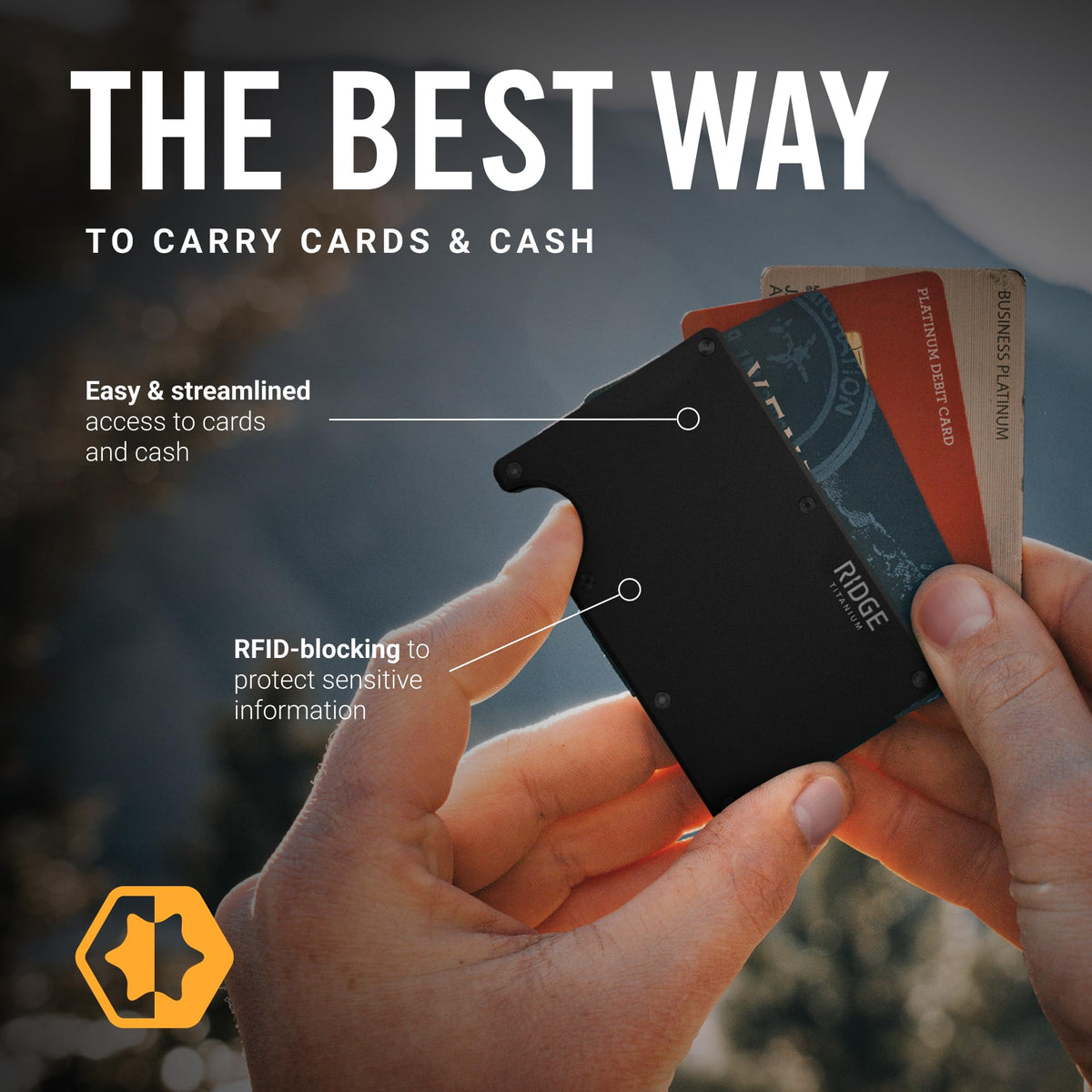 The Ridge Wallet for Men - Slim Minimalist Compact Wallet and Card Holder, RFID Protected Front Pocket Wallets for Men with Integrated Money Clip (Matte Olive Titanium)