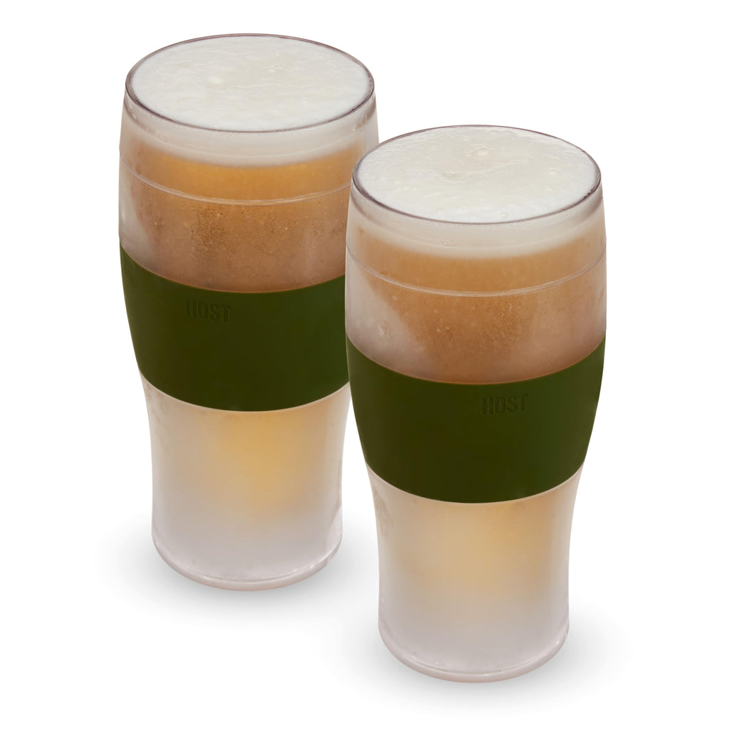 Host Freeze Beer Glasses, Freezable Beer Gifts for Men, Double Wall Insulated Pint Set, Tumbler for Cold Drinks, 16, Set of 2, Gray