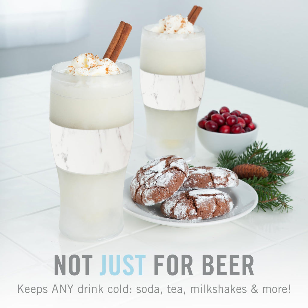 Host Freeze Beer Glasses, Freezable Beer Gifts for Men, Double Wall Insulated Pint Set, Tumbler for Cold Drinks, 16, Set of 2, Gray