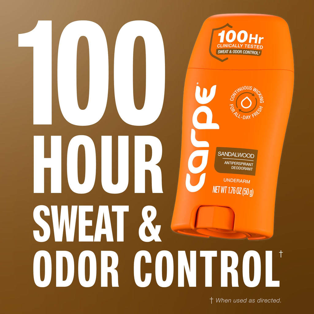 Carpe 100-Hour Deodorant Antiperspirant for Men, Clean Sport - 2 Pack